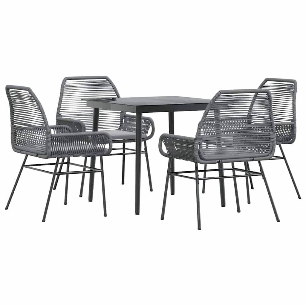 vidaXL 5-tlg. Garten-Essgruppe mit Kissen Grau Poly Rattan Glas Image