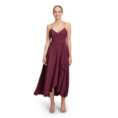 Abendkleid VERA MONT "Vera Mont Abendkleid mit Volant", Damen, Gr. 34, Normalgrößen, wild ruby, Obermaterial: 100% Polyester. Futter: 100% Polyester., elegant, tailliert lang, ohne Ärmel, Kleider, Design Image