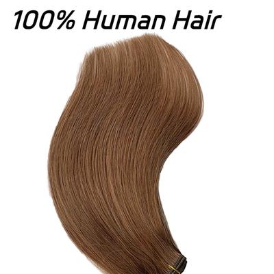 TEMU 1 Pack Unisex Straight Clip-in Human Hair Extensions, -free, Dyeable & Curlable, Natural Hair Volume Enhancer For Daily Use, Halloween & Christmas Accessory Image