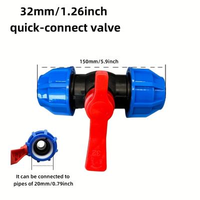TEMU Pe20/25/32/40/50mm Large Flow Quick Connect Valve/pipe Adapter, Spherical Valve Core Design, Suitable For: Agriculture And Forestry Irrigation / Of Home Plumbin Image