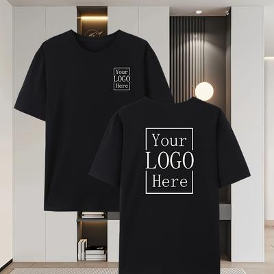 TEMU Customizable Men' 200g Polyester T-shirt - Short Sleeve Round Neck Summer Casual Tee, Suitable For Casual Wear, Machine Washable, Regular Fit, Custom Tee Shirt Image