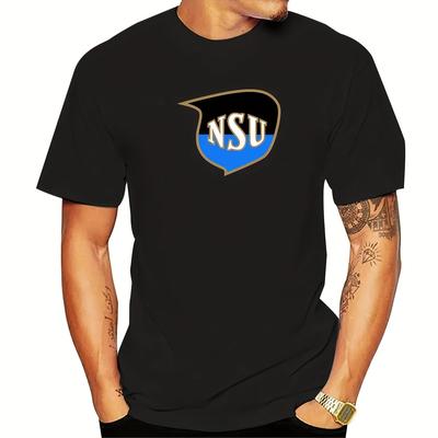 TEMU Nsu Motorenwerke Men's Vintage Motorcycle Graphic T-shirt - Black Casual Tee With Retro Print, Regular Fit, , Sizes S-6xl, Classic Crew Neck Image