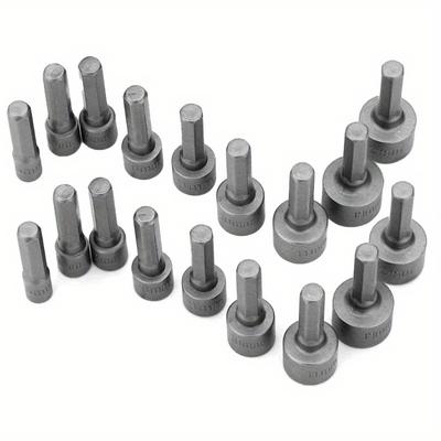 TEMU 18pcs Hex Socket & Nut Driver Set, 5mm-13mm - Chrome Vanadium Steel For Home Diy Projects Image
