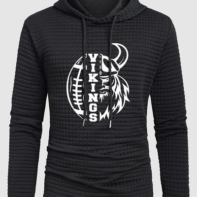 TEMU Men's Casual Hoodie With , 95% Polyester 5% Spandex, Long Sleeve Pullover With Drawstring, Stretch Knit Fabric, Regular Fit For Fall/winter - 230gsm Image