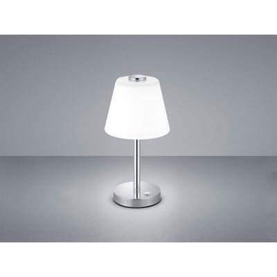 Led Tischleuchte emerald Chrom glänzend mit Glaslampenschirm in weiss Höhe 29cm Image
