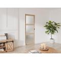 Porta scorrevole con sistema a incasso con 3 finestre H205xL63cm MDF Natur. Vetro temper. smerig. - ACOSTA II