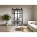Porte scorrevole doppia esterno muro 2 x H205 x L93 cm Alluminio e Vetro temperato smerigliato - WILDEN II