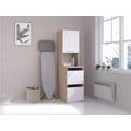 Vani portaoggetti per bagno con armadietti e scaffali L47 x H184 cm Naturale chiaro e Bianco - ERKANO