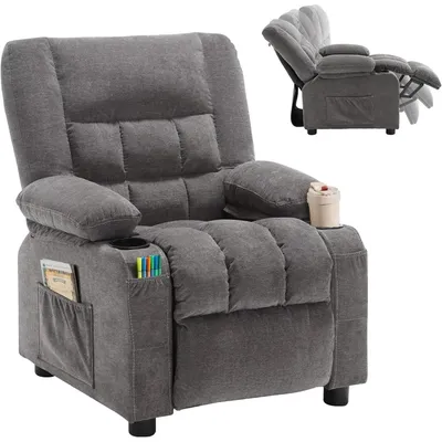 Adjustable Footrest & Headrest Kids Sofa for (Deep Grey), Chaise Lounge