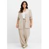 Schlupfhose SHEEGO "Große Größen", Damen, Gr. 46, Normalgrößen, beige (beigefarben), Obermaterial: 70% Viskose, 30% Leinen, unifarben, casual, comfort fit lang, Hosen, mit Bindeband, im Leinenmix