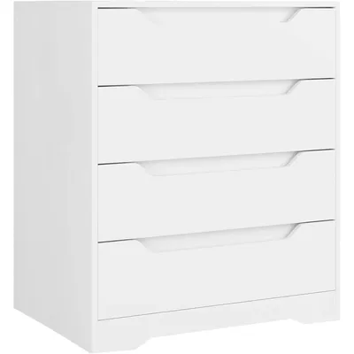White Dresser, 4 Drawers Dresser, Modern Chest of Drawers with Cut-Out Handles, Small Dressers with
