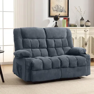 Reclining with Cup Holders for Living Room 2 Seat Manual Loveseat Recliner with Side Pocket, Chaise
