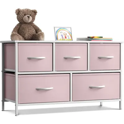 38.31" High Steel Frame/Wood Top Storage Dresser with 8 Removable Fabric Drawers - Large Bureau