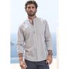 Langarmhemd H.I.S, Herren, Gr. M (39/40), N-Gr, beige, Web, Obermaterial: 100% Baumwolle, unifarben, casual, regular fit, Rundhals, Langarm Manschette, Hemden, Regular Fit, Stehkragenhemd mit Brusttasche, reine Baumwolle