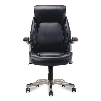La-Z-Boy Meyer Bonded Leather Executive Chair, Supports Up to 275 lb, 19" x 22.75", Navy Seat, Navy/Back, Silver Base (LZB60082NVYCC) Each La-Z-Boy® E