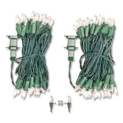 Global Printed Products Indoor/Outdoor LED Holiday String Lights, 60 Bulbs/String, 25 ft String, White/Green Wire, 2 Strings (GPUEGPHLGWWL) Each Light