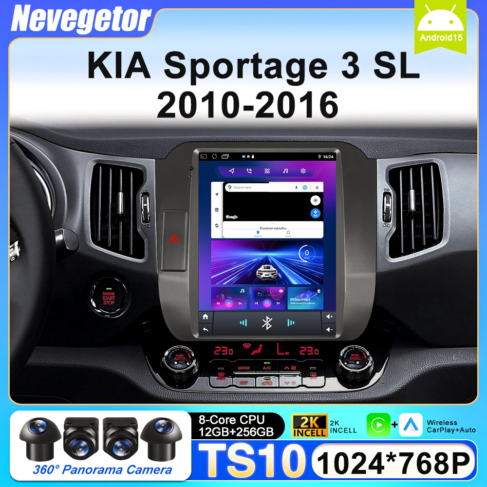 Autoradio für KIA Sportage 3 SL 2010–2016 Stil 9,7 Zoll Carplay Android 15 Auto Multimedia Video Player GPS Nr. 2 DIN 5G Image