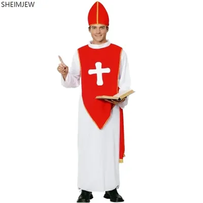 Erwachsene Christian Kardinal Papst Kostüm Männer Halloween Ostern Party Karneval Rollenspiel Image