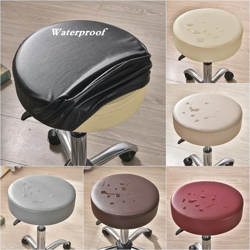 1pc Wasserdichte Runde Hocker Abdeckung Stretch PU Leder Barhocker Abdeckungen All Inclusive Rotierenden Stuhl Sitz Schonbezug Home Hotel