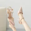 Sexy Spitze Zurück Leere Sandalen für Sommer Frauen Schuhe Große Größe Niet hochhackigen Sandalen