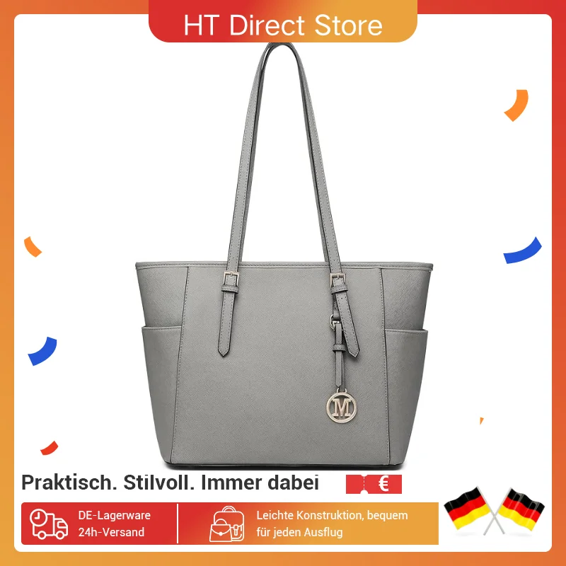 Miss Lulu Handtasche Damen, Große Shopper Tasche, Schultertasche mit verstellbarem Träger, Verbesserte Version