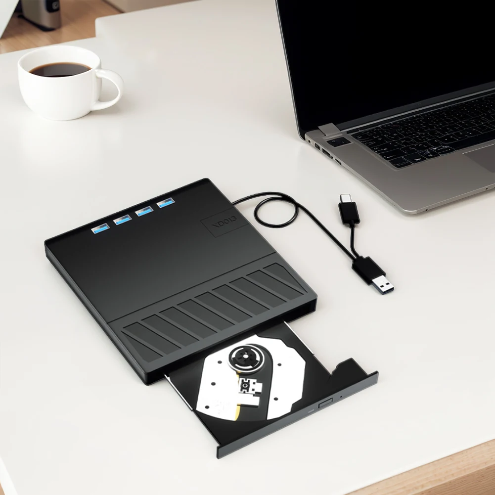 7-in-1 USB 3,0 Typ C externes DVD-CD-Laufwerk Brenner Reader Player optisches Laufwerk extern für Windows XP/7/8/10 Mac Laptop Desktop Image