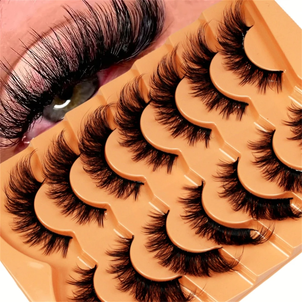 7 Paar Katzenaugen-Wimpern, Augenendverlängerung, schlanke, kräuselnde, flauschige falsche Wimpern
