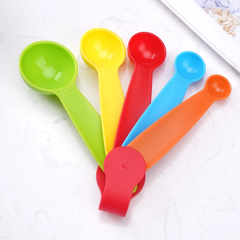 5 Teile/satz Mini Messlöffel Set Stapelbar Kunststoff Backen Mess Werkzeug Bunte Löffel Mess Set Werkzeuge Für Backen Kaffee Image