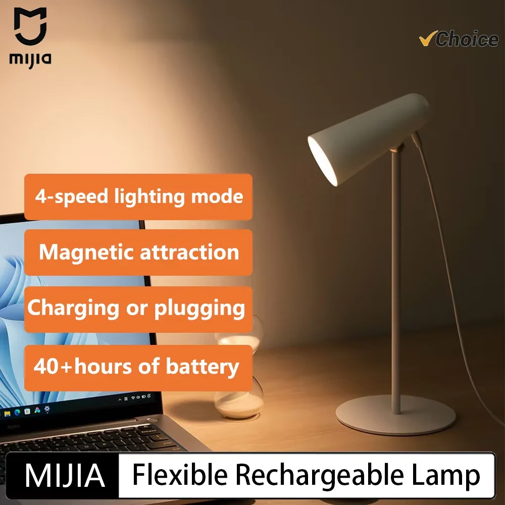 Nouvelle lampe flexible rechargeable Mijia, type-c rechargeable, 3 en 1, lampe de lecture portable, lampe de table, lampe de clip, lampe torche