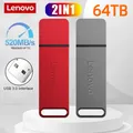 Lenovo 64TB 2TB 1TB USB Flash Drive 3.2 Tipo C Pendrive Memory Stick Pen Drive 512GB Flash Disk per OTG PC Phone Storage U Disk