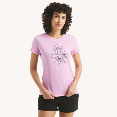 Nautica Women's Floral Logo Graphic T-Shirt Electric Purple, S