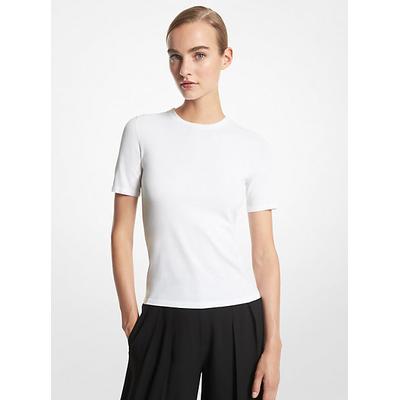 Michael Kors Stretch Viscose Short-Sleeve Sweater White XL