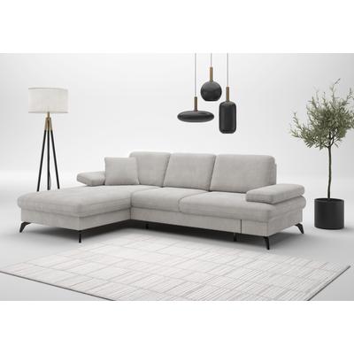 Ecksofa SIT & MORE "Morris L-Form", grau (hellgrau), B:247cm H:83cm T:171cm, 95% Polyester, 5% Polyamid, Sofas, mit Bettfunktion, bzw. XXL-Sitzfläche, Armteilverstellung & Zierkissen Image