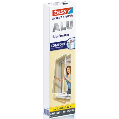 Insektenschutz-Fensterrahmen TESA "Insect Stop ALU Comfort Fliegengitter für Fenster - 1.2 m : 1.5 m", schwarz (rahmen: anthrazit gewebe: schwarz), B:120cm H:150cm, Insektenschutzgitter, Insektenschutz für Fenster - Aluminiumrahmen Image