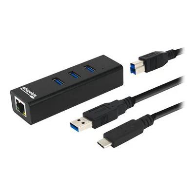 Plugable USB Hub with Ethernet, 3 Port USB 3.0 Bus Powered Hub with Gigabit Ethernet