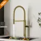 HuNiu Gold Kitchen Faucet Sink Faucets Pull Down Stream Sprayer Taps Brass Rotatable Kitchen Mixer