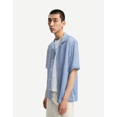 Bershka Striped Short Sleeve Shirt Men Xl Blue