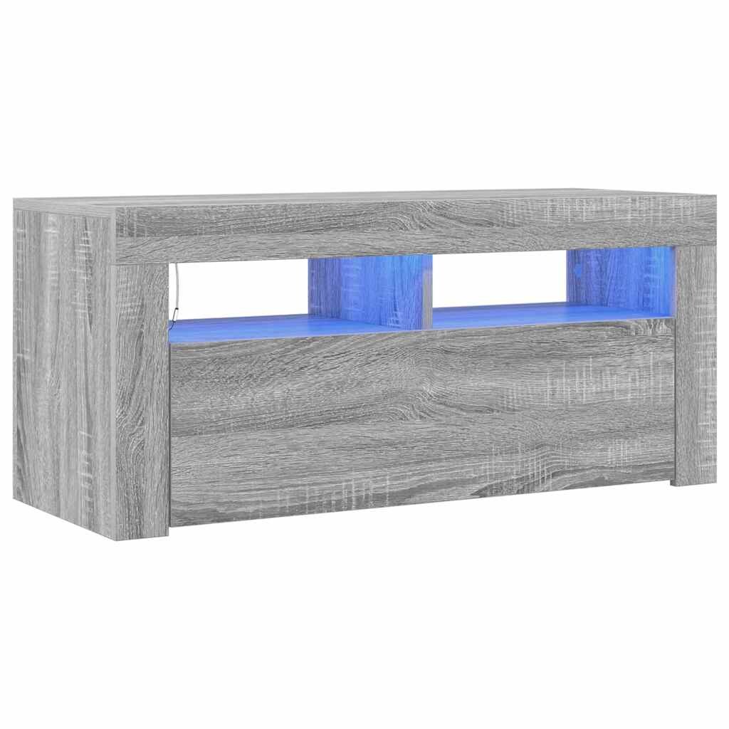 vidaXL TV-Schrank mit LED-Leuchten Grau Sonoma 90x35x40 cm Image