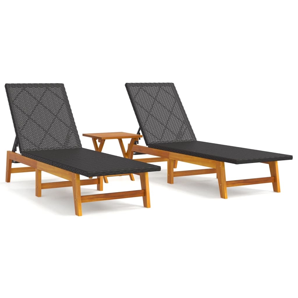 vidaXL 3-tlg. Garten-Lounge-Set Poly Rattan & Massivholz Akazie Image