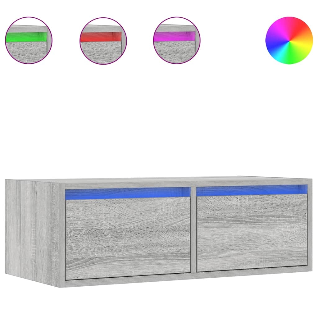 vidaXL TV-Schrank mit LED-Leuchten Grau Sonoma 75x35,5x25 cm Image