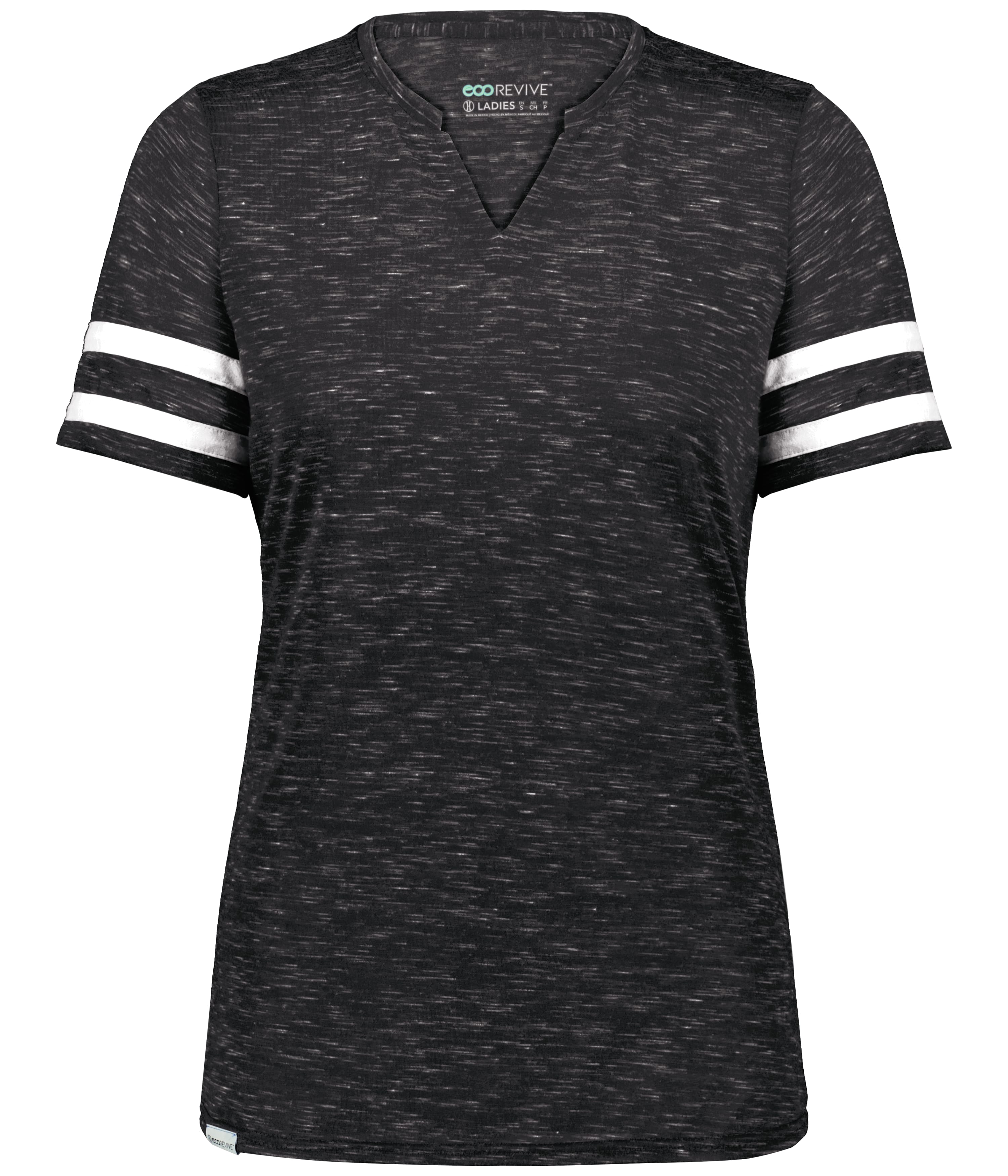 Holloway 223345 Girls Monterey Top in Black Heather/White size Large | Polyester Blend