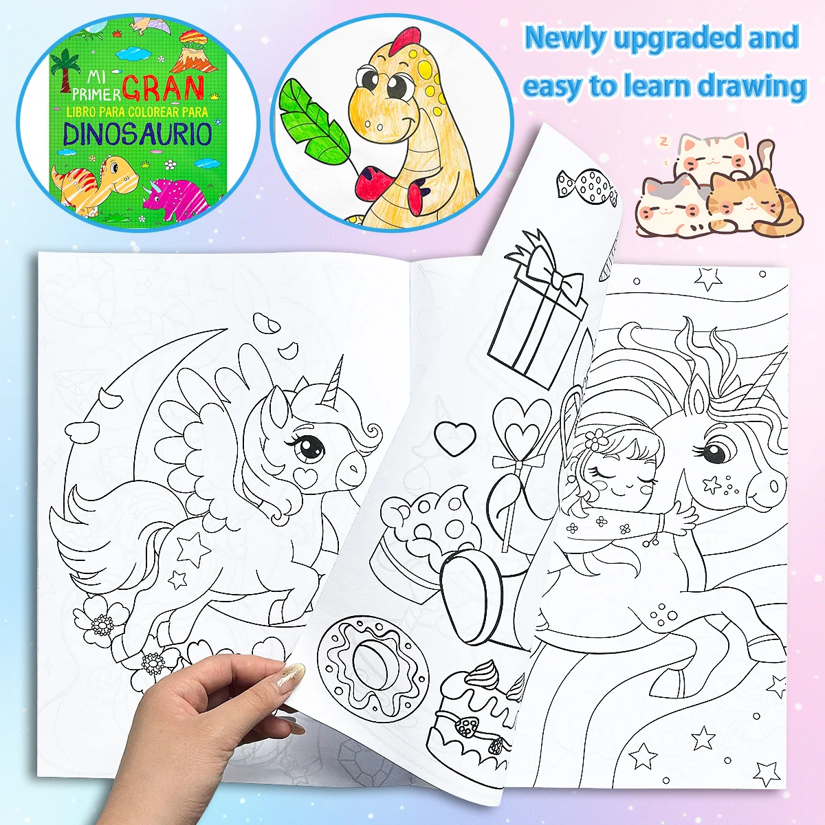 Children's unicorn & Dinosaur theme coloring book, early education enlightenment, creativity cultivation Image