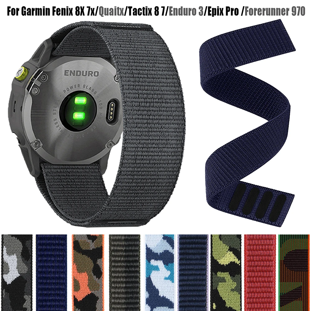 26 mm 22 mm Hakenschlaufe, schnell trocknendes Band für Garmin Fenix 8 8X/7 7X/6X Forerunner 970 Approach S70/Instinct 3 E/EPIX Gen2/Enduro Image