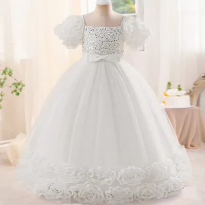 Blumen mädchen Prinzessin Kleid elegante Teen Kinder Kleidung Kinder Geburtstags feier lange Image