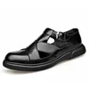 2023 sommer Hallow Neue Leder Sandalen für Männer Schwarz Schnalle Designer Plattform Sandalen Männlichen Mode Lässig Fahren Schuhe Mann