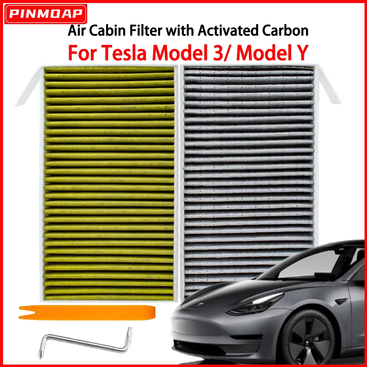 2 stücke Automotive Filter Patrone Automotive Luftfilter Geeignet Für Tesla Modell 3 Y Aktivkohle Klimaanlage Filter Image
