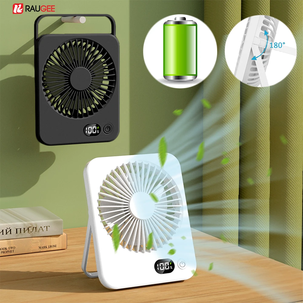 Tragbarer Schreibtischventilator, USB wiederaufladbar, hängender Deckenventilator, zusammenklappbar, hohe Geschwindigkeit, extrem leiser Tischventilator für persönliche Kühlung, Campingventilator Image