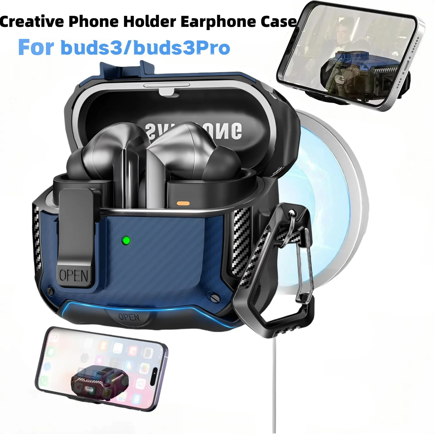 Neue Für Samsung Galaxy Buds 3/3Pro Fall Handy Halter Schutz Carbon Faser Ohrhörer Fall Für Samsung Galaxy buds 3 Image