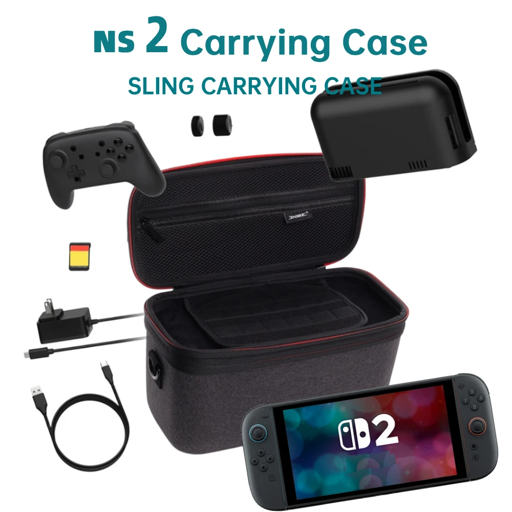 Sling-Tragetasche für Switch 2/Switch, Reise-Schutztasche mit Spielkartenbox, bietet Platz für 6-Karten für Controller und Zubehör Image