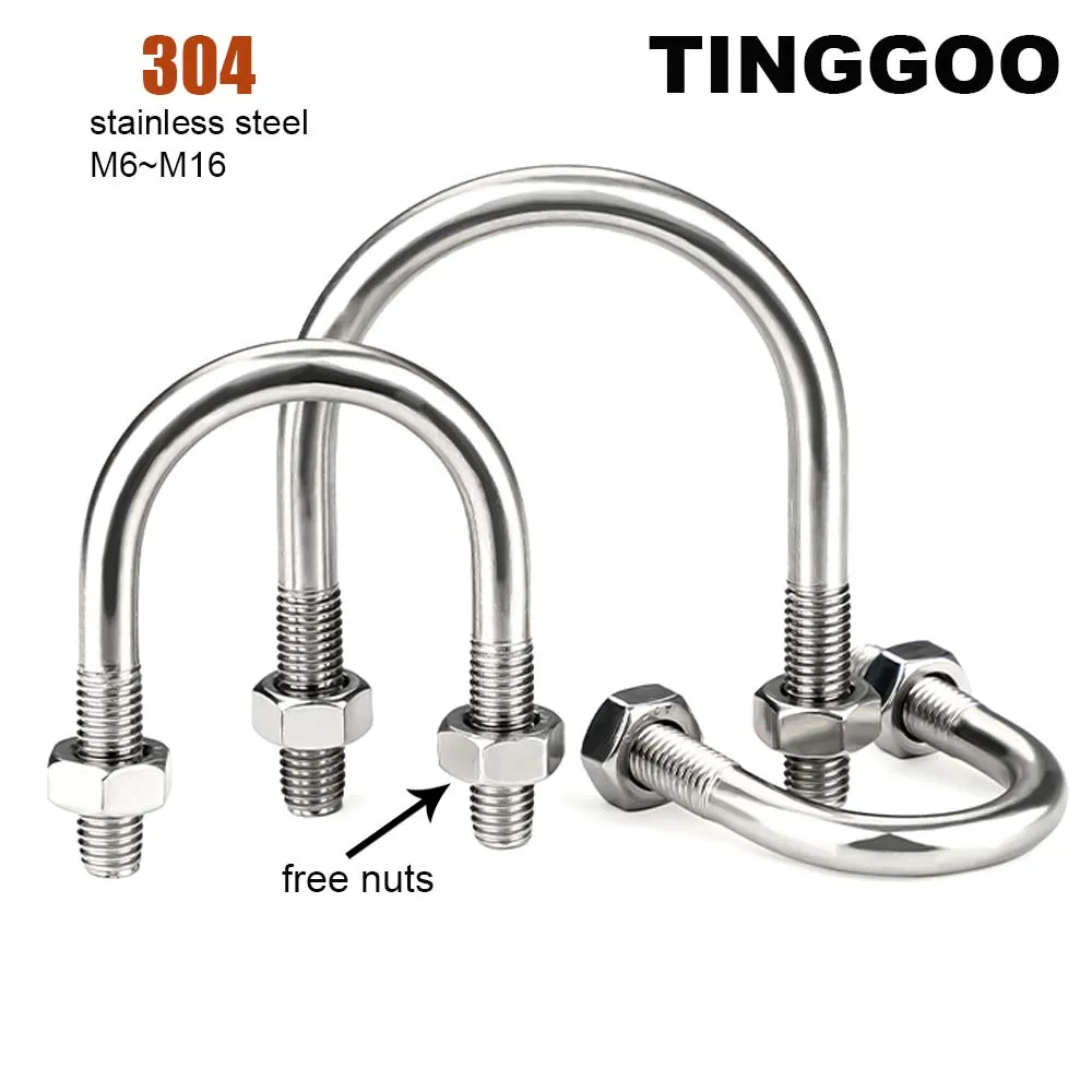 Bulloni tipo U in acciaio inossidabile 1/2pc 304 con dadi Hoop Horse M6 M8 M10 M12 viti a forma di U per fissaggio installazione di costruzione